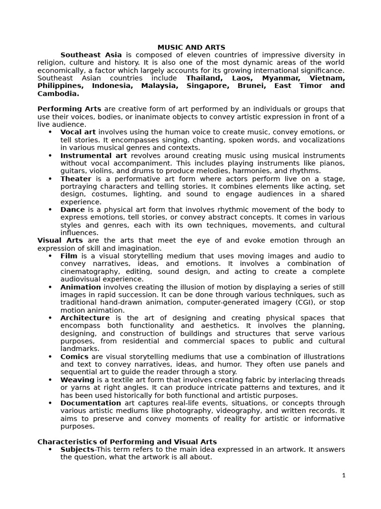 1st Quarter Notes Pdf Mental Health The Arts