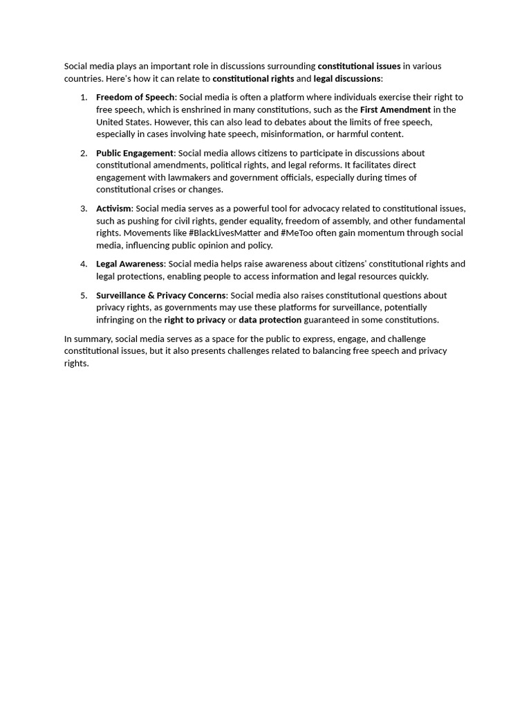 Social Media's Impact on Constitutional Rights | PDF