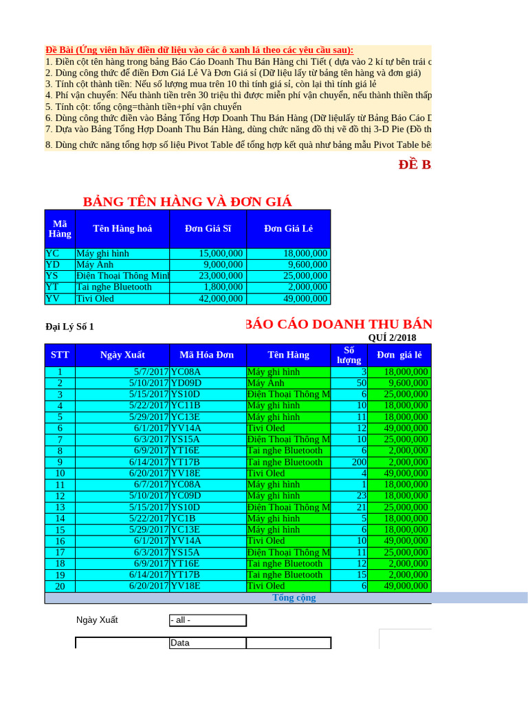 Đề Bài Test Excel 02 | PDF