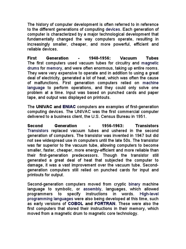 Evolution of Computer Generations | PDF | Integrated Circuit ...