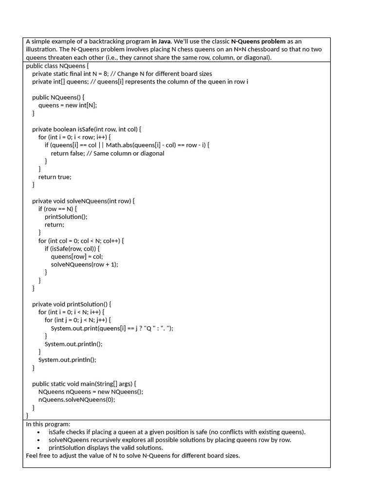 Nqueen Problem Backtracking Process | PDF