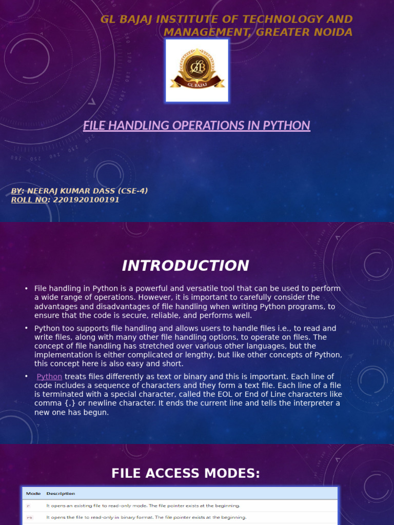 Neeraj Kumar (2201920100191) Python Ppt | PDF | Computer File | String ...
