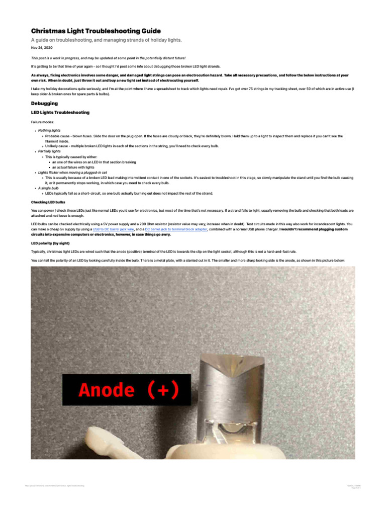 LED Christmas Lights Troubleshooting Guide | PDF | Light Emitting Diode ...