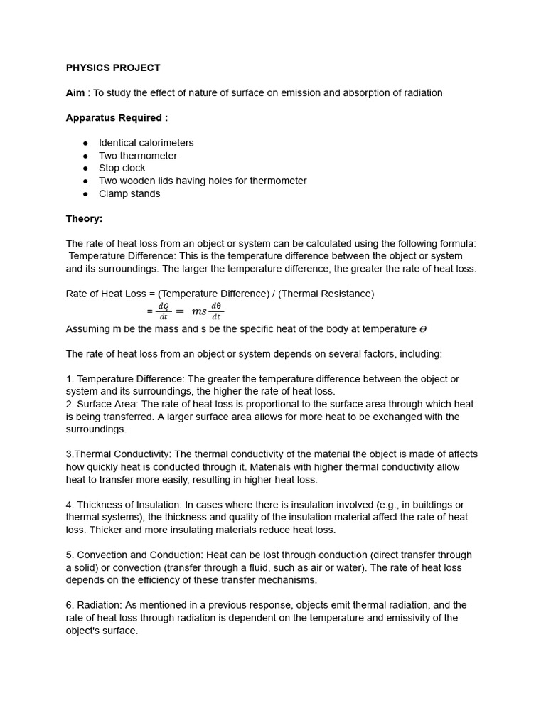 PHYSICS PROJECT (1) | PDF | Heat Transfer | Metrology