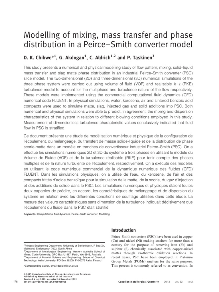 Modelling of Mixing, Mass Transfer and Phase | PDF | Fluid Dynamics ...