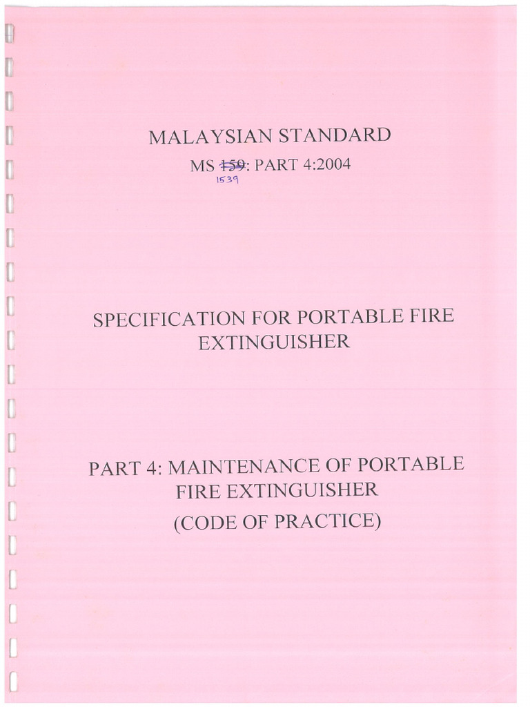 MS 1539 PART 4 2004 Specification For Portable Fire Extinguisher | PDF