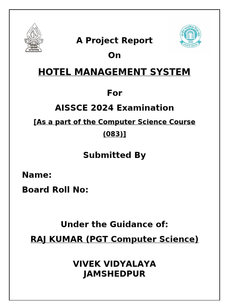 HOTEL MANAGEMENT SYSTEM | PDF | Databases | My Sql