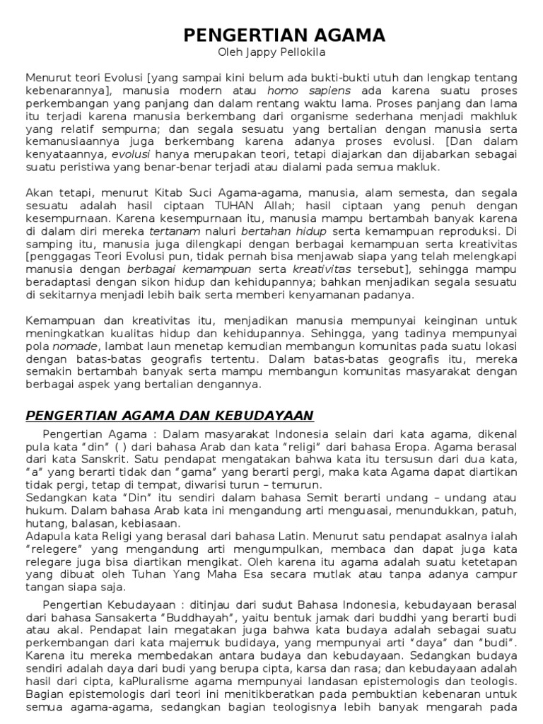 Pengertian Agama