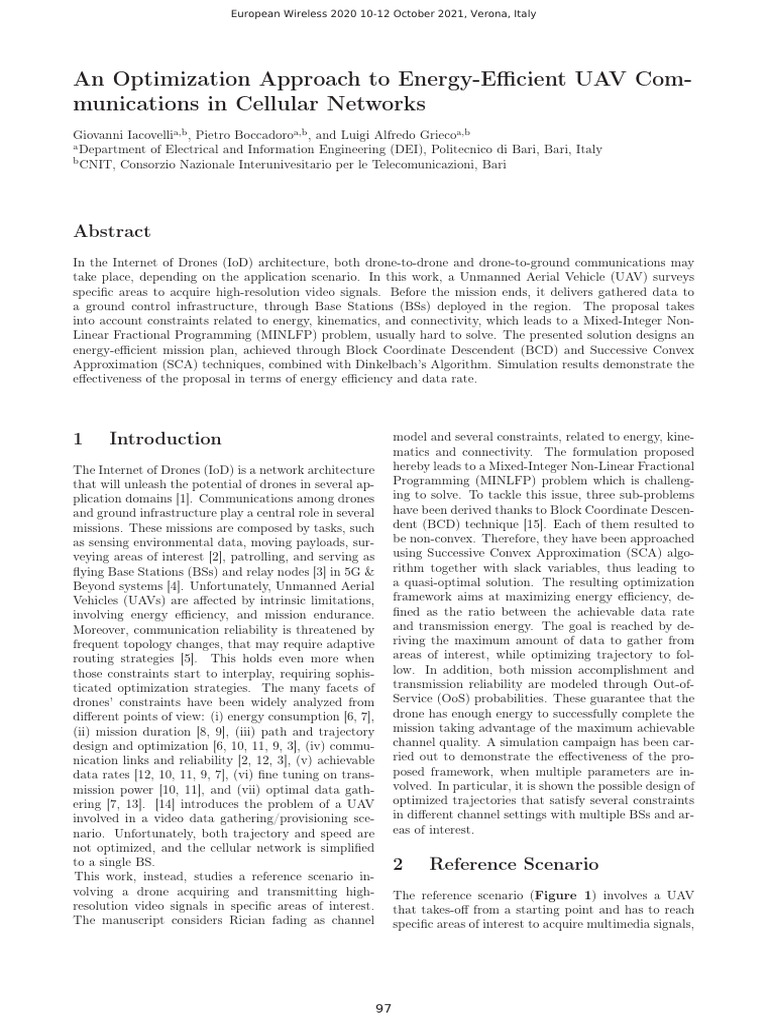 An Optimization Approach To Energy-Efficient UAV Communications in ...