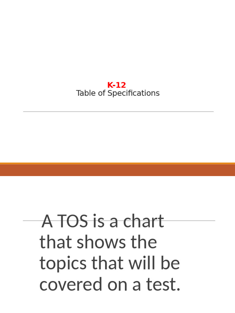 K-12 Test Table of Specifications Guide | PDF
