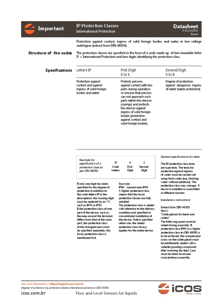IP55 Protection Class Overview | PDF | Equipment | Manufactured Goods