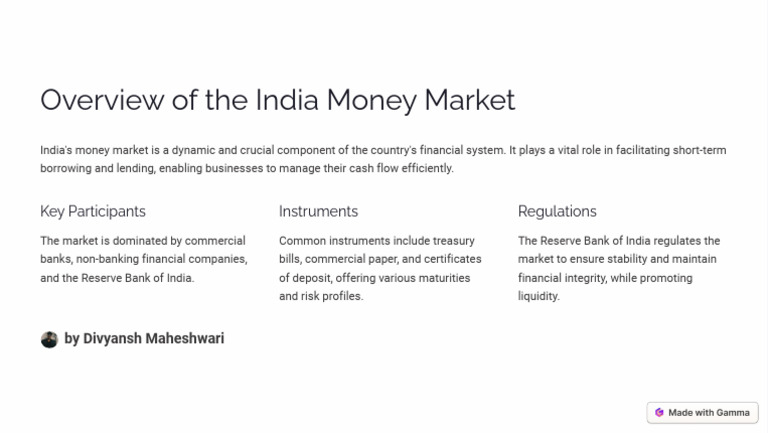 India's Money Market Overview | PDF