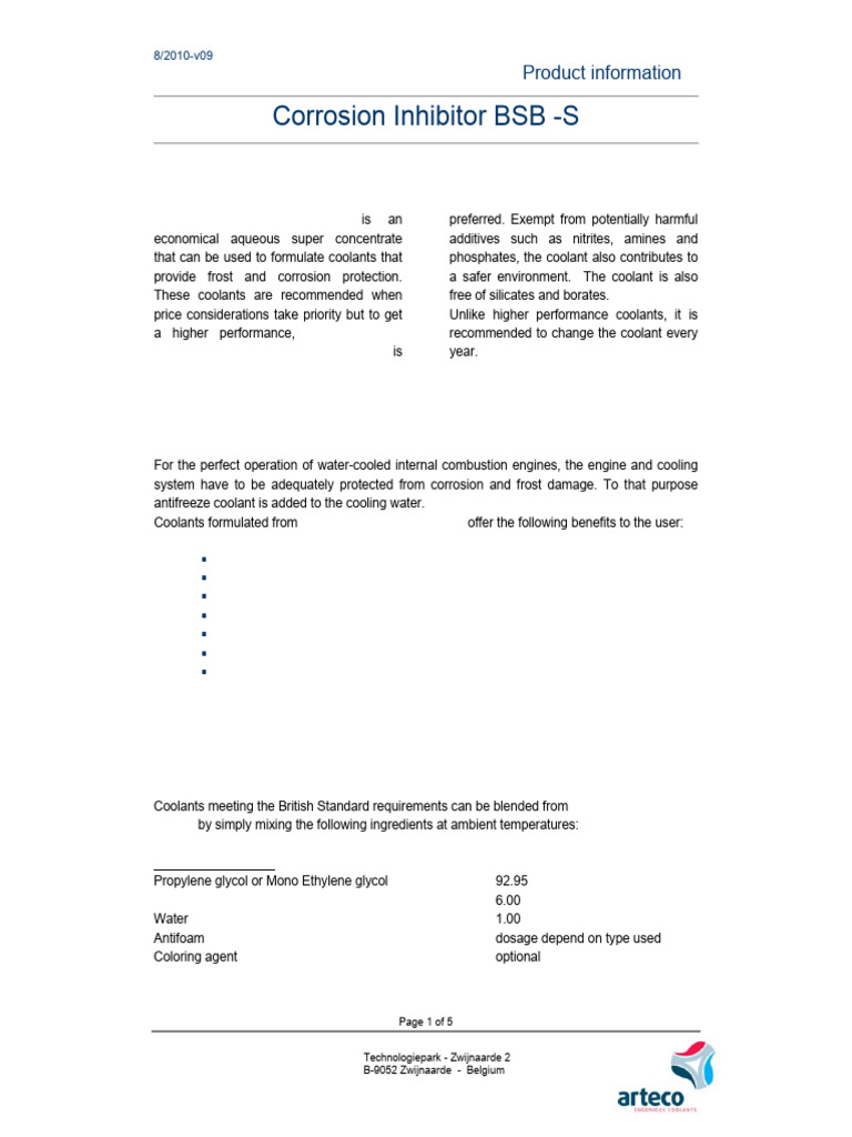 BSB-S Corrosion Inhibitor Overview | PDF | Chemical Substances | Materials