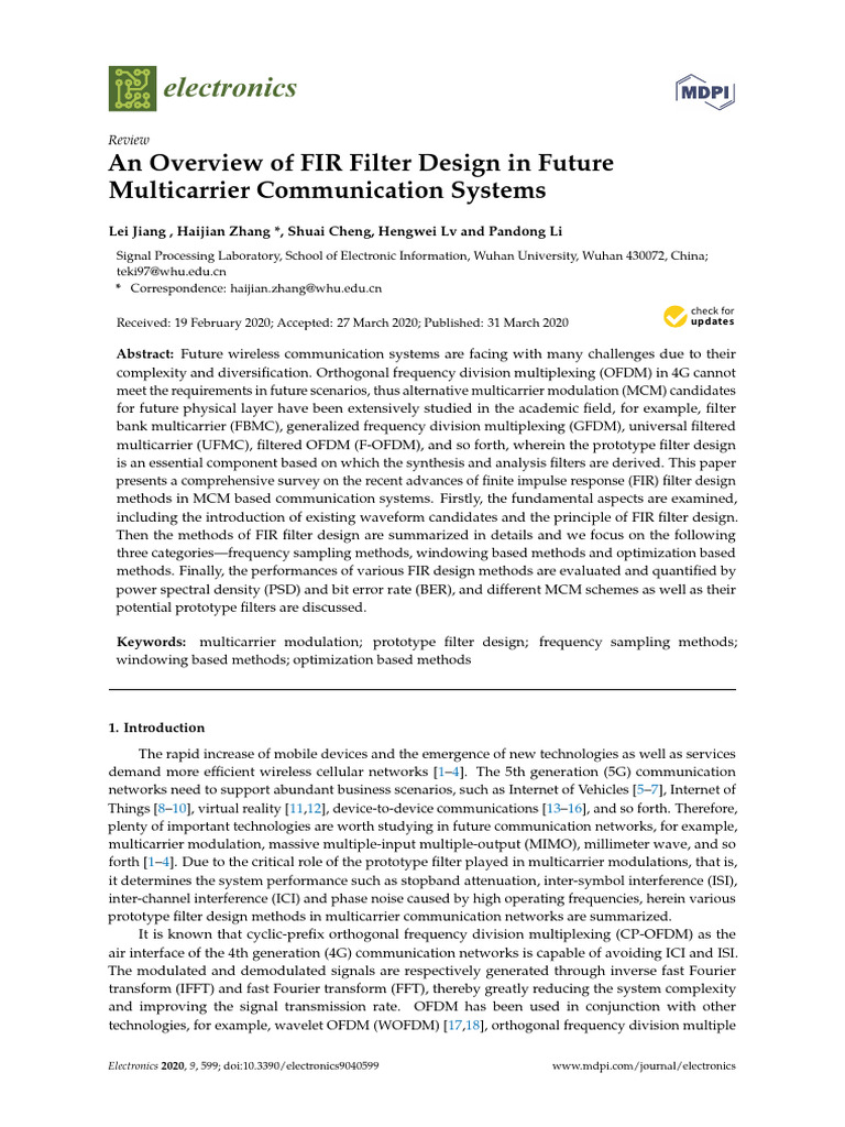 FIR Filter Design in Multicarrier Systems | PDF | Orthogonal Frequency ...