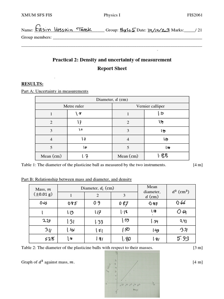 Report Sheet 2 (FIS2308854) Physc-5. | PDF | Measurement | Metrology