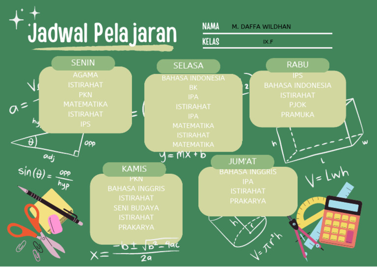 Hijau Simpel Rumus Rumus Jadwal Pelajaran | PDF