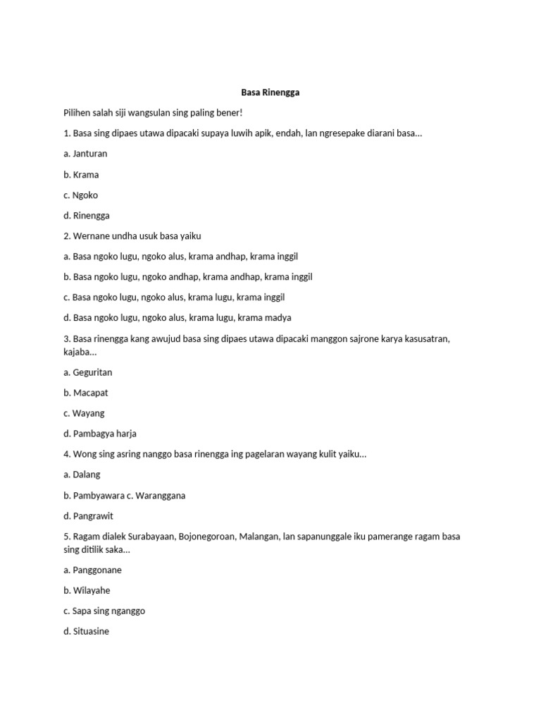 Basa Rinengga | PDF