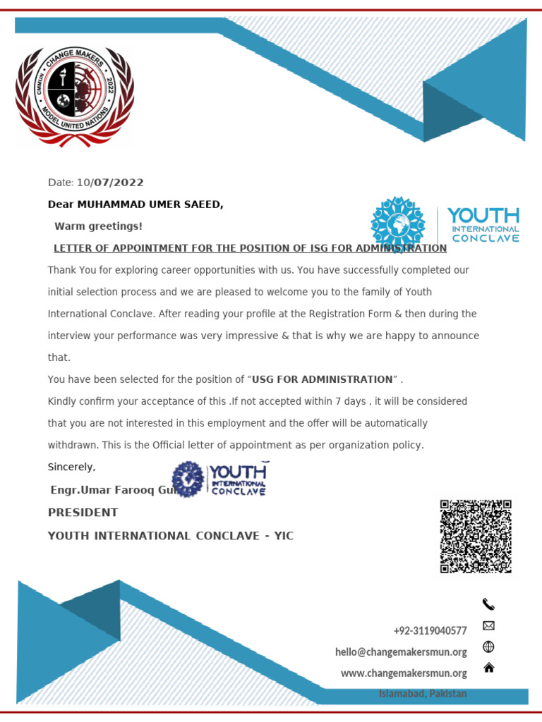 LAMIN .Official Letter - Change Makers Model UN | PDF