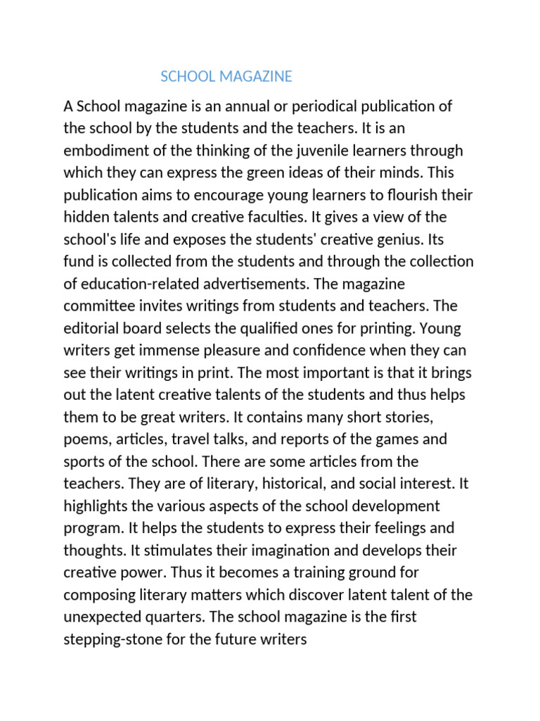 School Magazine | PDF