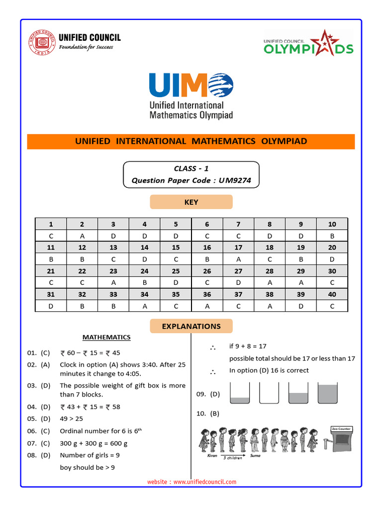 UIMO 2024 Answer Key and Explanations | PDF
