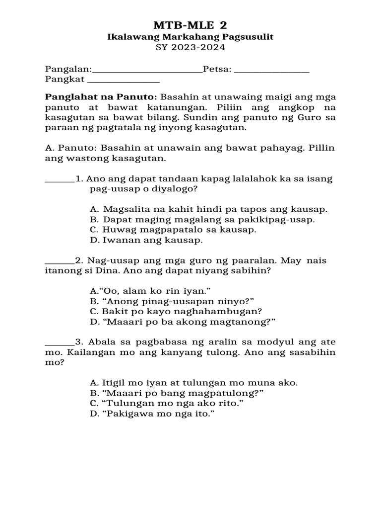 MTB 2 - Q2 - PT - New | PDF