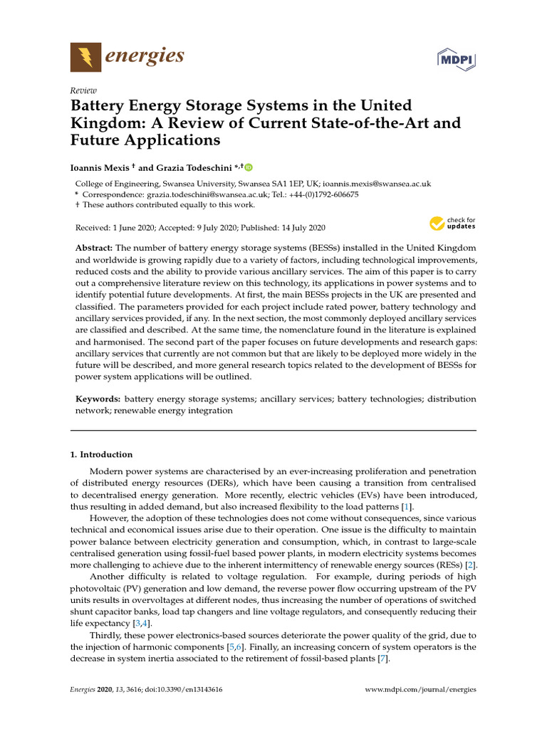 UK Battery Energy Storage Review | PDF | Lithium Ion Battery | Physical ...