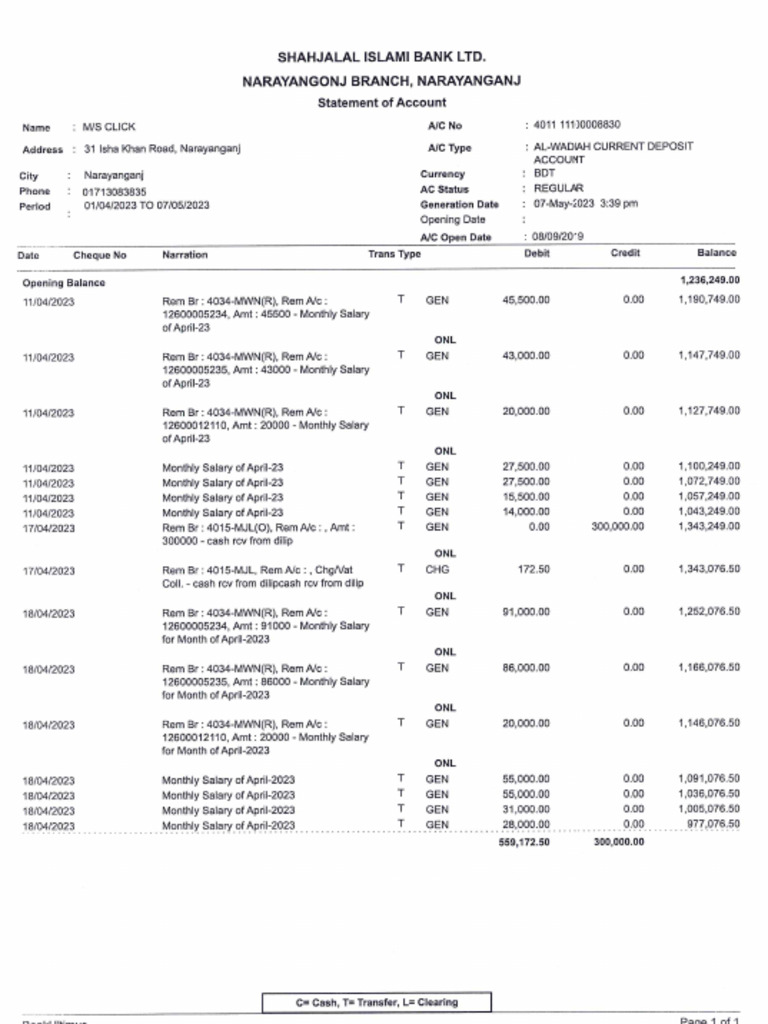Click Bank Statement April-23 | PDF