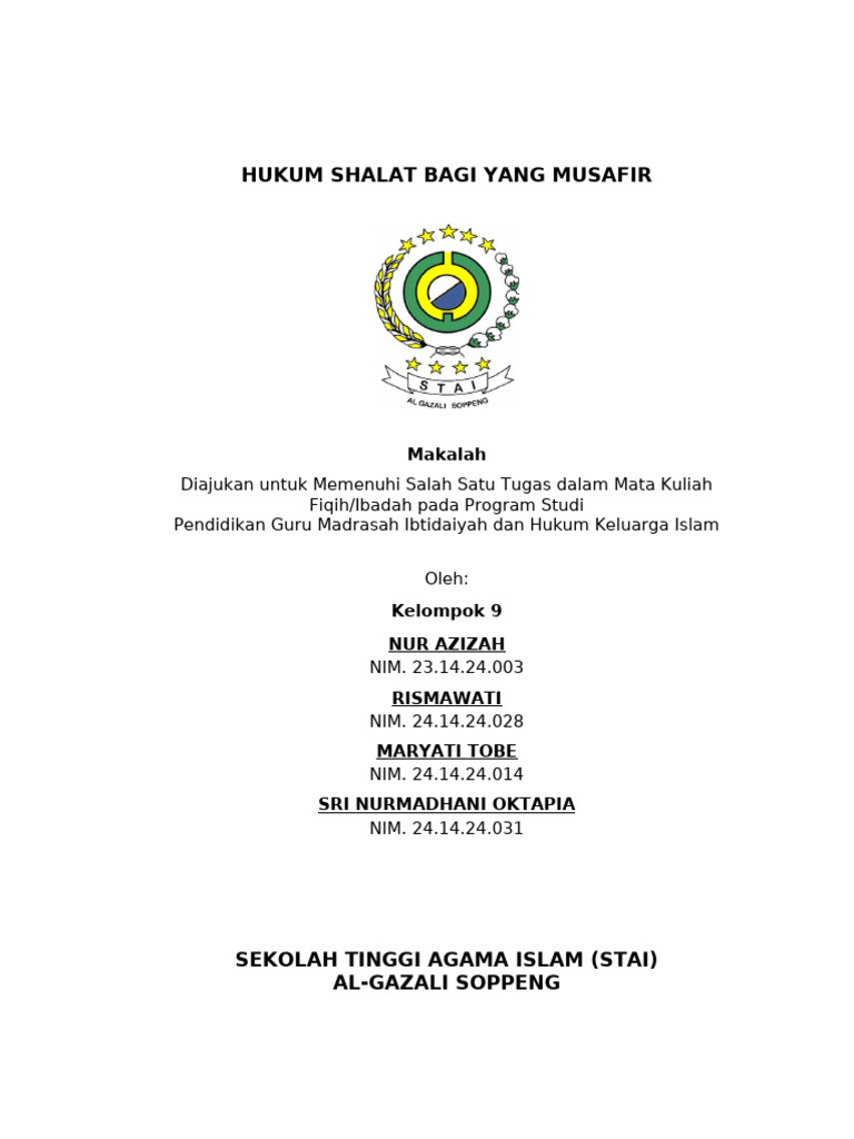 Hukum Shalat Bagi Yang Musafir | PDF