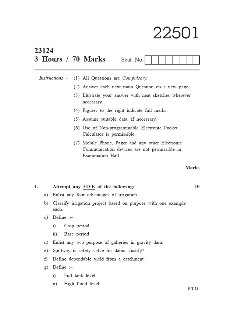 2023 Winter Question Paper (Msbte Study Resources) | PDF | Irrigation | Dam