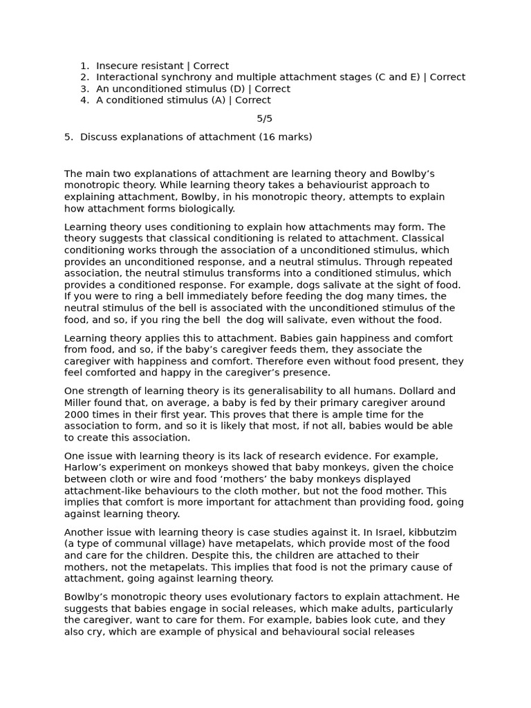Explanations of Attachment Theories | PDF | Attachment Theory ...