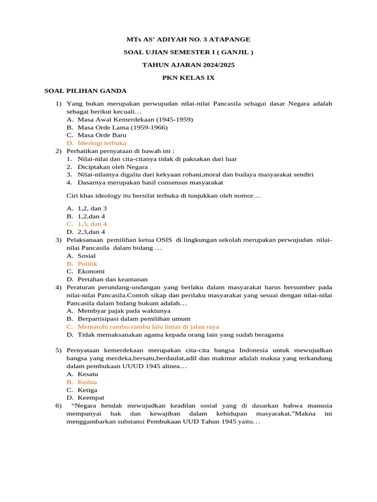 <p>Berikut adalah artikel tentang contoh soal ulangan PKn kelas 9 semester 1 KTSP 2012, dengan perkiraan panjang 1.200 kata, ditulis dengan outline yang jelas, memperhatikan spasi, dan output tulisan yang rapi.</p>
<p>” title=”</p>
<p>Berikut adalah artikel tentang contoh soal ulangan PKn kelas 9 semester 1 KTSP 2012, dengan perkiraan panjang 1.200 kata, ditulis dengan outline yang jelas, memperhatikan spasi, dan output tulisan yang rapi.</p>
<p>“></p>
<p><strong>Outline Artikel:</strong></p>
<ol>
<li>
<p><strong>Pendahuluan:</strong></p>
<ul>
<li>Pentingnya PKn di Kelas 9.</li>
<li>Fokus pada KTSP 2012 Semester 1.</li>
<li>Tujuan artikel: memberikan contoh soal dan panduan belajar.</li>
</ul>
</li>
<li>
<p><strong>Materi Pokok Ulangan PKn Kelas 9 Semester 1 (KTSP 2012):</strong></p>
<ul>
<li>Memahami Pancasila sebagai Dasar Negara dan Ideologi Bangsa.</li>
<li>Keberagaman Masyarakat Indonesia.</li>
<li>Sistem Pemerintahan Indonesia.</li>
<li>Peran Warga Negara dalam Sistem Demokrasi.</li>
<li>Kompetisi Global dan Pengaruhnya.</li>
</ul>
</li>
<li>
<p><strong>Contoh Soal dan Pembahasan:</strong></p>
<ul>
<li><strong>Bagian A: Pilihan Ganda</strong>
<ul>
<li>Soal terkait Pancasila (makna sila, fungsi, kedudukan).</li>
<li>Soal terkait Keberagaman (faktor penyebab, manfaat, tantangan, sikap positif).</li>
<li>Soal terkait Sistem Pemerintahan (bentuk pemerintahan, lembaga negara, otonomi daerah).</li>
<li>Soal terkait Demokrasi (prinsip, partisipasi warga negara, pemilu).</li>
<li>Soal terkait Kompetisi Global (pengertian, dampak positif/negatif, sikap adaptif).</li>
</ul>
</li>
<li><strong>Bagian B: Uraian Singkat/Esai</strong>
<ul>
<li>Analisis mendalam tentang makna Pancasila dalam konteks kehidupan berbangsa.</li>
<li>Penjelasan strategi menghadapi tantangan keberagaman.</li>
<li>Perbandingan sistem pemerintahan.</li>
<li>Pentingnya partisipasi warga negara dalam mewujudkan demokrasi.</li>
<li>Dampak globalisasi dan cara menghadapinya.</li>
</ul>
</li>
</ul>
</li>
<li>
<p><strong>Tips dan Strategi Belajar Efektif:</strong></p>
<ul>
<li>Memahami konsep, bukan menghafal.</li>
<li>Membaca ulang buku teks dan catatan.</li>
<li>Mencari sumber belajar tambahan.</li>
<li>Mengerjakan soal latihan secara rutin.</li>
<li>Diskusi dengan teman atau guru.</li>
<li>Manajemen waktu saat ulangan.</li>
</ul>
</li>
<li>
<p><strong>Penutup:</strong></p>
<ul>
<li>Pesan motivasi.</li>
<li>Harapan bagi siswa.</li>
</ul>
</li>
</ol>
<p><strong>Pendahuluan</strong></p>
<p>Pendidikan Kewarganegaraan (PKn) di jenjang Sekolah Menengah Pertama (SMP) memegang peranan vital dalam membentuk karakter dan kesadaran siswa sebagai warga negara Indonesia yang baik. Di kelas 9, materi PKn semakin mendalam, mencakup isu-isu krusial yang berkaitan dengan pondasi negara, keragaman bangsa, sistem pemerintahan, partisipasi dalam demokrasi, hingga tantangan globalisasi. Kurikulum Tingkat Satuan Pendidikan (KTSP) tahun 2012 yang masih relevan di banyak sekolah pada masa tersebut, menuntut siswa untuk tidak hanya memahami fakta, tetapi juga mampu menganalisis, menginterpretasi, dan mengaplikasikan nilai-nilai kewarganegaraan dalam kehidupan sehari-hari.</p>
<p>Semester 1 di kelas 9 umumnya berfokus pada pemahaman mendalam mengenai Pancasila sebagai dasar negara dan ideologi bangsa, menganalisis keragaman masyarakat Indonesia, menguraikan sistem pemerintahan yang berlaku, serta memahami peran penting warga negara dalam mewujudkan sistem demokrasi yang sehat. Selain itu, materi mengenai kompetisi global dan dampaknya terhadap Indonesia juga sering kali menjadi bagian dari cakupan ulangan.</p>
<p>Menghadapi ulangan akhir semester, persiapan yang matang adalah kunci utama. Banyak siswa merasa kesulitan dalam memahami berbagai konsep dan menerapkannya dalam bentuk jawaban yang tepat. Oleh karena itu, artikel ini disusun untuk memberikan gambaran mengenai jenis-jenis soal yang mungkin dihadapi siswa pada ulangan PKn kelas 9 semester 1 KTSP 2012, lengkap dengan contoh soal pilihan ganda dan uraian, serta pembahasan singkat yang membantu pemahaman. Diharapkan, panduan ini dapat menjadi alat bantu belajar yang efektif, membekali siswa dengan kepercayaan diri, dan pada akhirnya membantu mereka meraih hasil yang optimal dalam ulangan mereka.</p>
<div style=