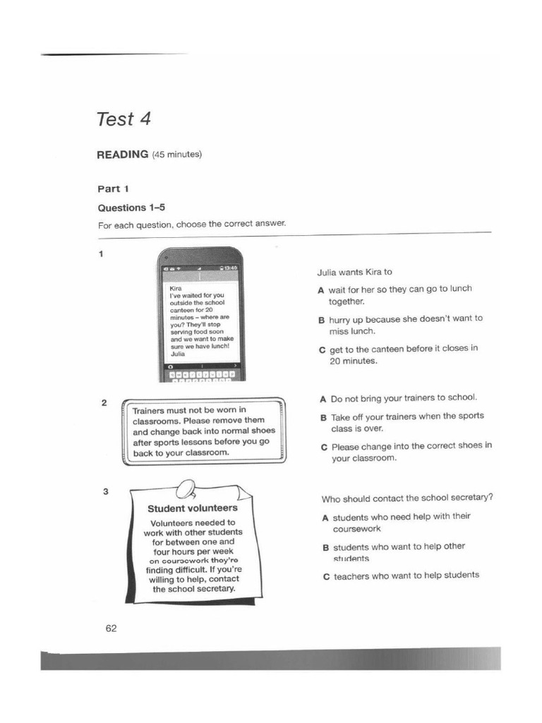 B1 Preliminary For Schools - Test 4 - Reading | PDF