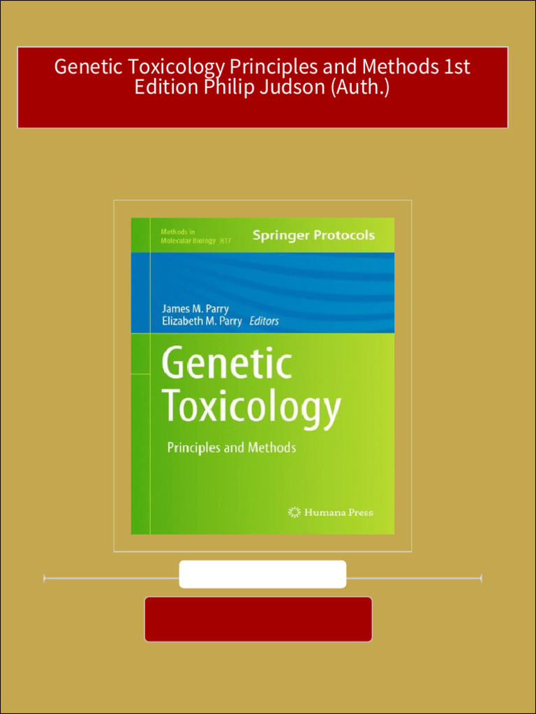 Genetic toxicology principles and methods 1st edition philip judson
