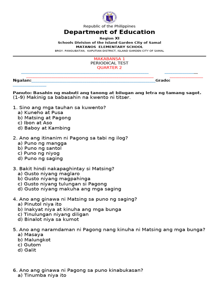 Pt Grade 1 Matatag Makabansa 1 Pdf