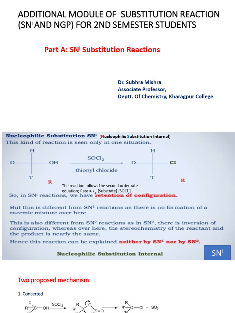 34556Additional Lecture Module of Substitution Reaction 2nd Semester 29 ...