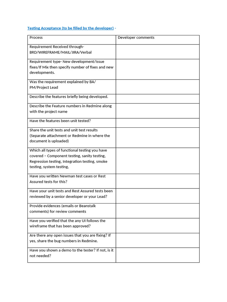 Testing Acceptance | PDF