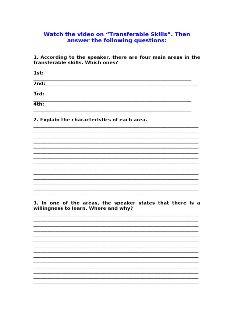 Transferable Skills Questions | PDF