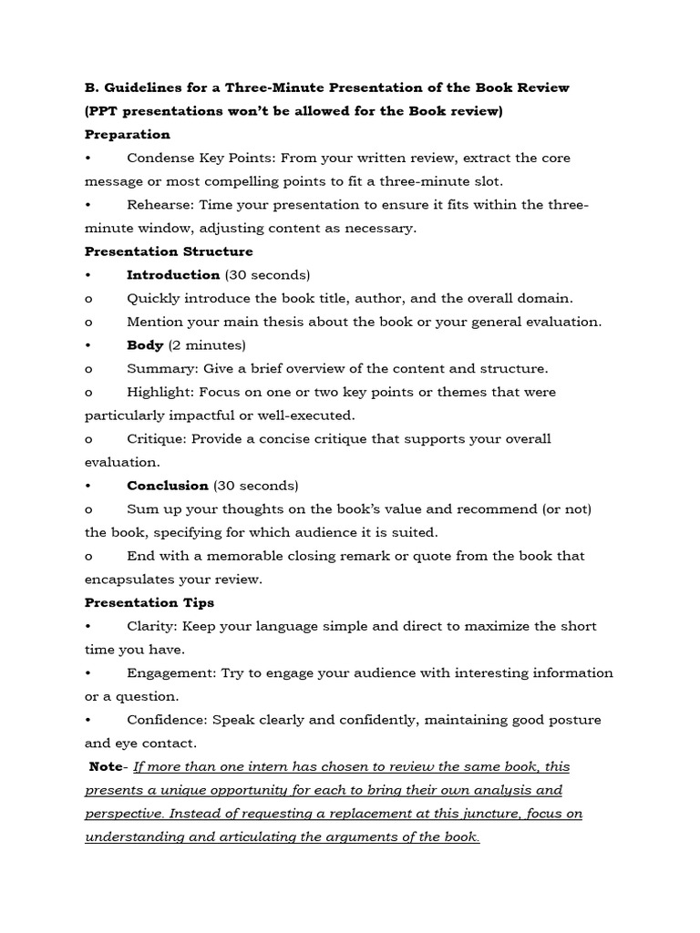 Book Review Guidelines Presentations | PDF