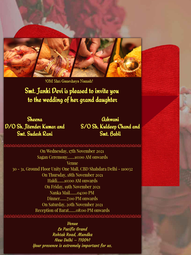 Wedding Invitation for Sheena & Ashwani | PDF