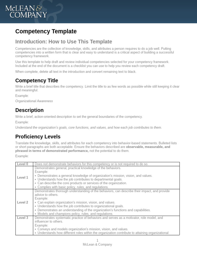 Competency Framework Template Guide | PDF | Goal | Knowledge