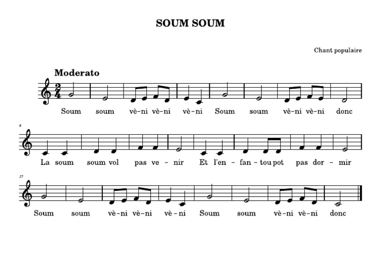 SOUM SOUM Partition Chant | PDF
