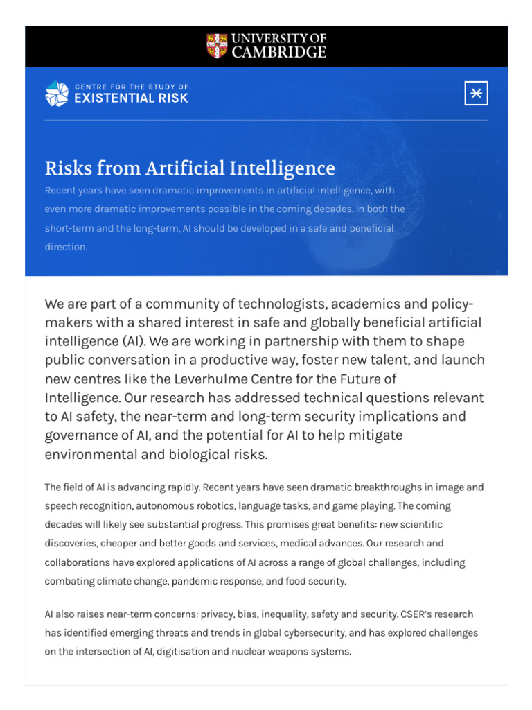 Risks From Artificial Intelligence | PDF | Artificial Intelligence ...