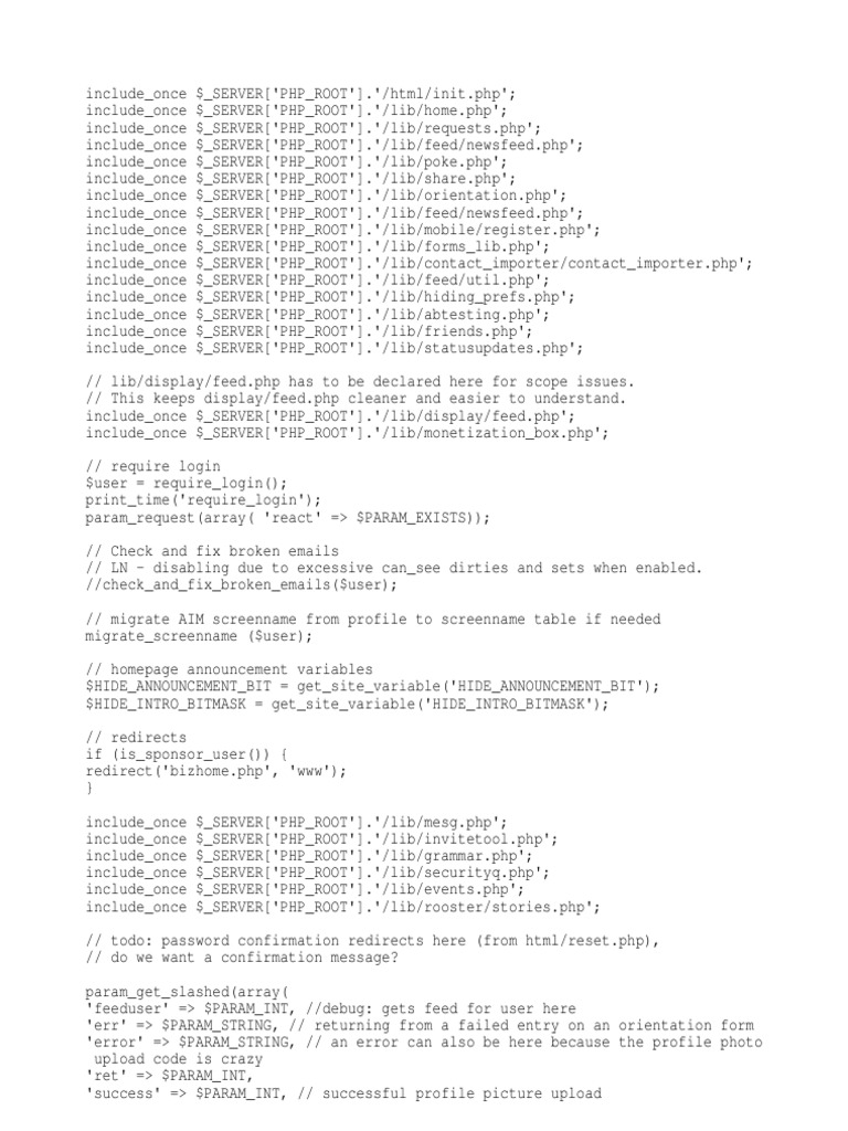 Facebook Homepage PHP Source Code | PDF | World Wide Web | Internet & Web