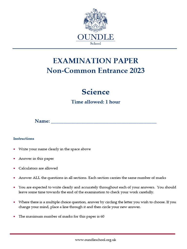 2023 NCE Science | PDF | Water | Calcium
