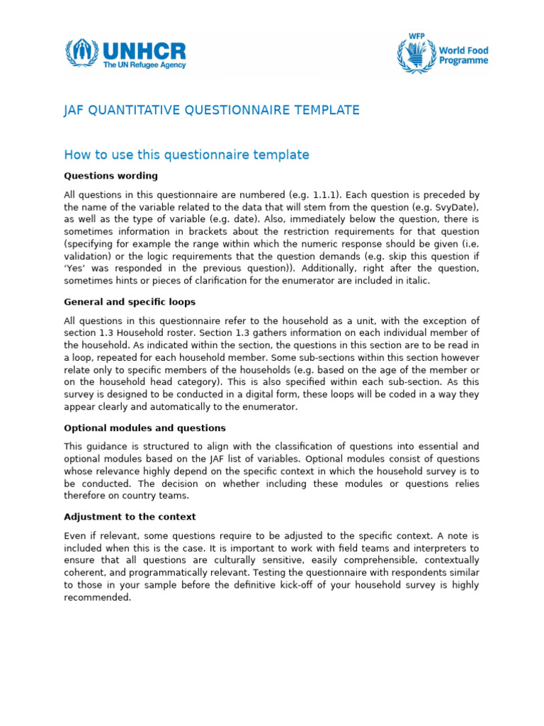 JAF Quantitative Questionnaire - 30apr2024 | PDF | Vegetables | Survey ...