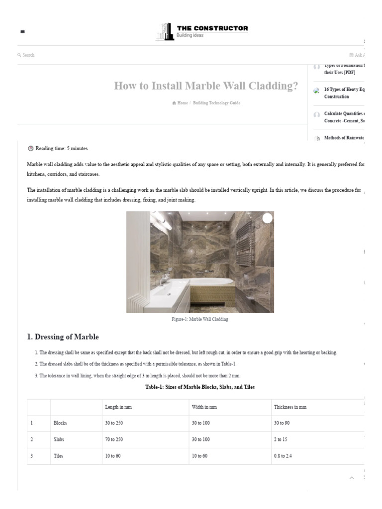 Marble Wall Cladding Installation Guide | PDF | Concrete | Reinforced ...