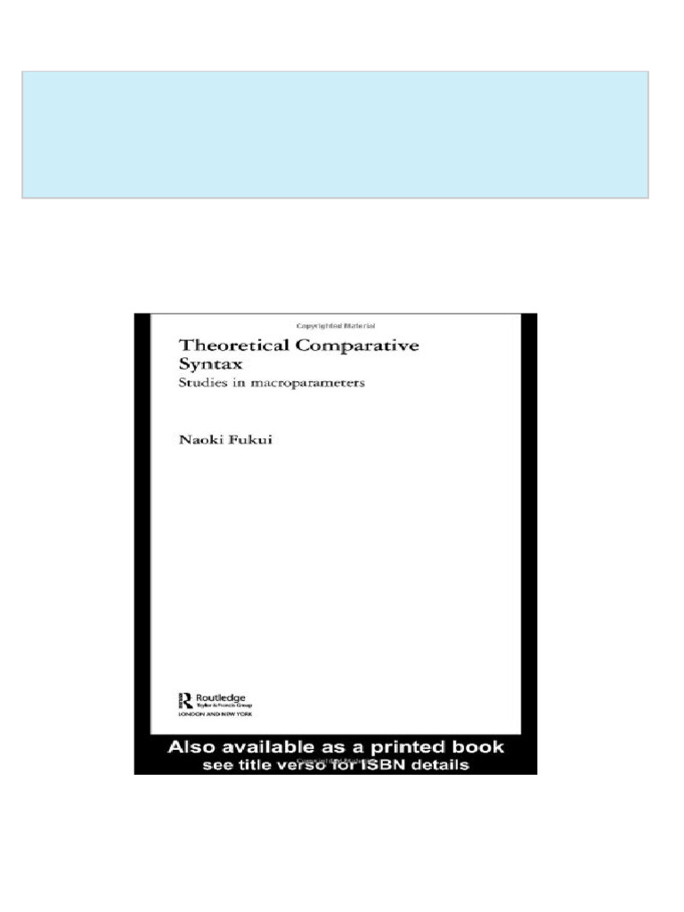 free pdf sample theoretical comparative syntax studies in