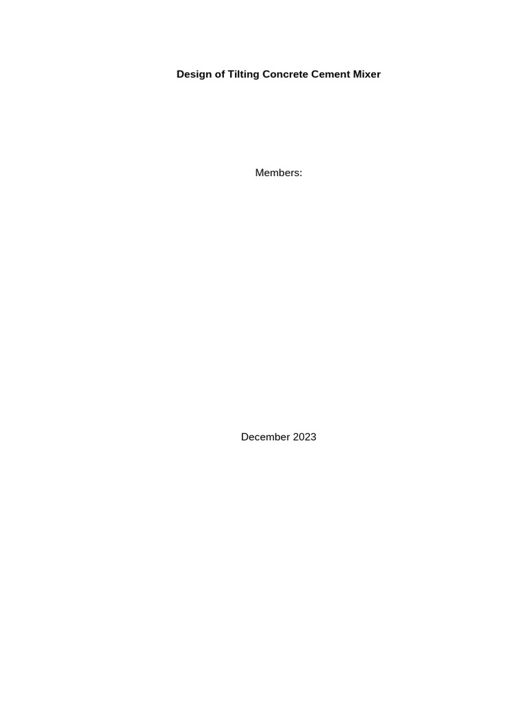 Innovative Tilting Concrete Mixer Design | PDF | Gear | Bearing ...