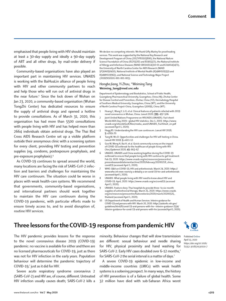1.Three COVID_19 Lessons | PDF | Epidemiology Of Hiv/Aids | Hiv/Aids