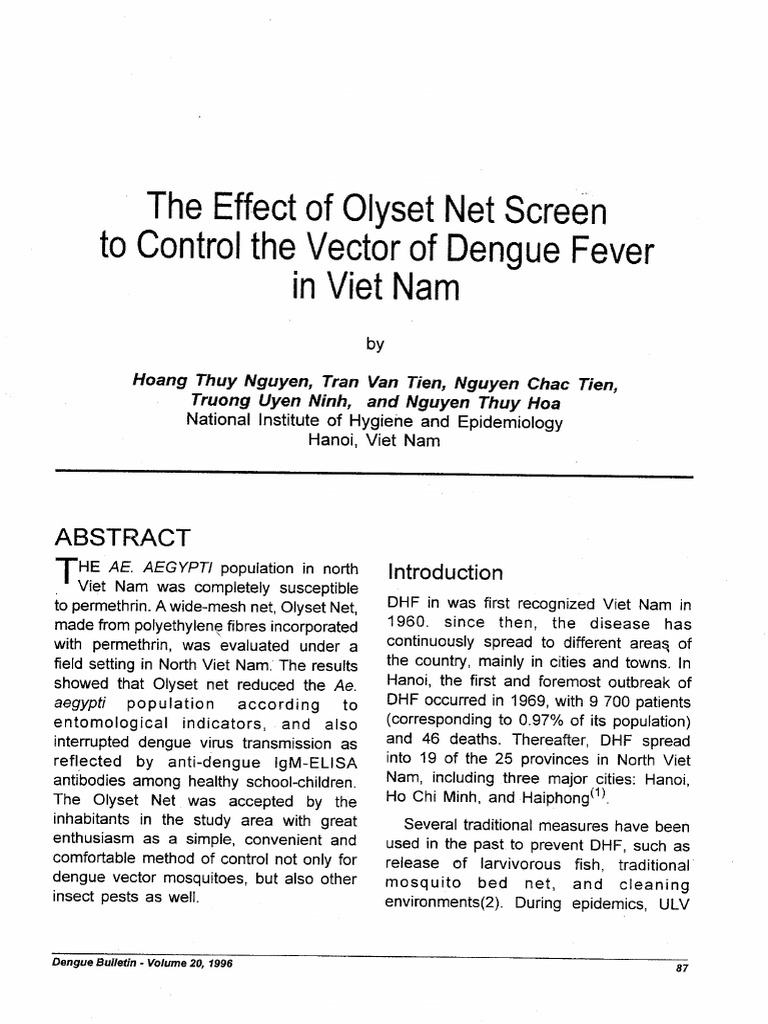 11.2 Effect of Olyset Net Screen Cluster RCT | PDF